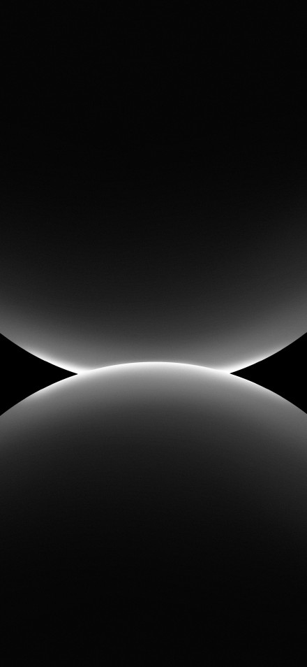 Glowing White Horizon Between Two Dark Spheres Wallpaper 4K