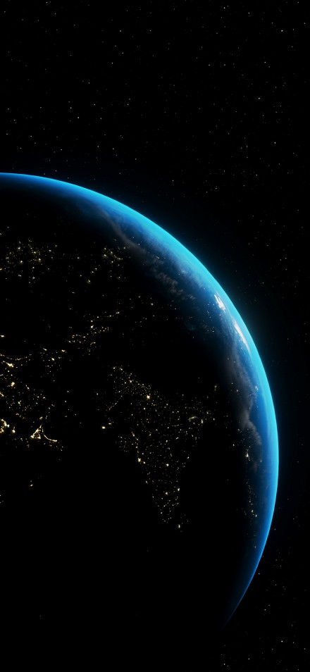 Earth in The Night Sky Wallpaper 4K, Stars, Space View