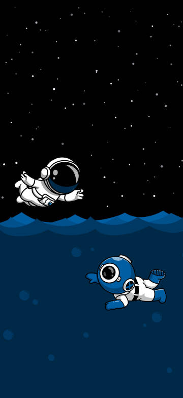Cartoon Space Wallpaper 4K, Cute Astronaut in Dark Sky