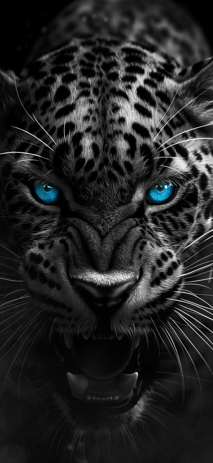Wild Leopard with Glowing Blue Eyes 4K Wallpaper