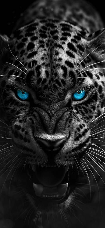 Wild Leopard with Glowing Blue Eyes 4K Wallpaper