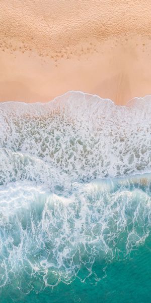 Phone wallpaper: Surf, View From Above, Nature, Sand, Wave, Beach, Sea free download