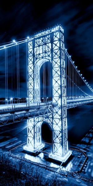 Phone wallpaper: Bridges, Night, Usa, Light, Bridge, Man Made, George Washington Bridge free downloa