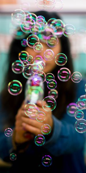 Phone wallpaper: Iridescent, Miscellaneous, Miscellanea, Silhouette, Multicolored, Bubbles, Motley,