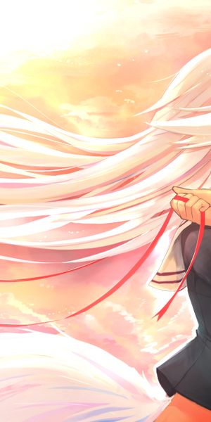 Enchanting phone wallpaper featuring a cat girl with pink eyes and blonde hair