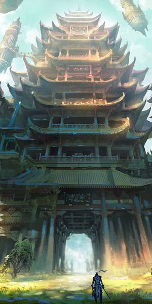 Phone wallpaper: Anime, Landscape, City, Tree free download