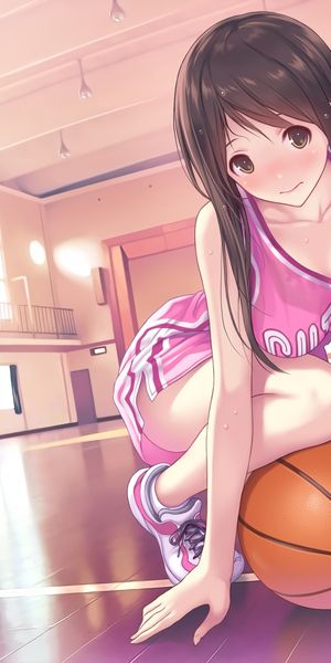 Anime Girl in Sportswear Playing Basketball