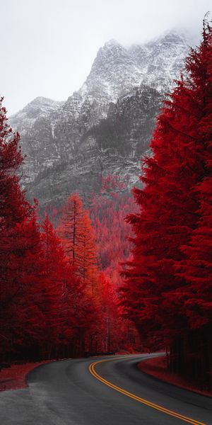 Beautiful Red Mountain Landscape with a Scenic Winding Road