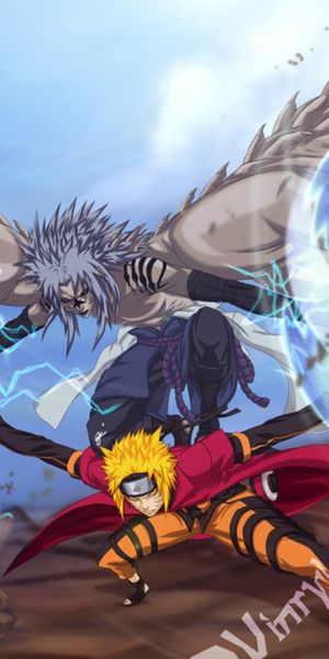 Naruto Uzumaki and Sasuke Uchiha in an Epic Battle Scene