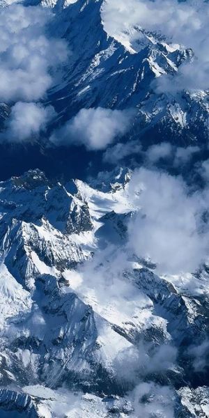Majestic Alps Wallpaper: Snowy Mountains and Serene Clouds in Nature