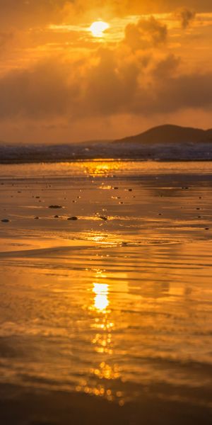 Phone wallpaper: Nature, Shore, Bank, Sunset, Sunlight, Water, Sea free download