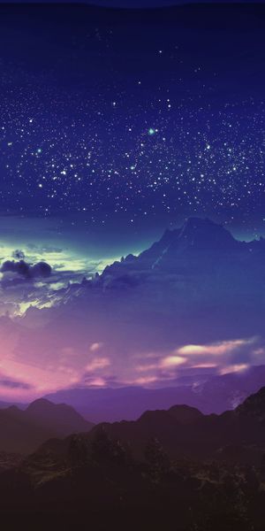 Breathtaking Mountain Landscape with Stars and Clouds