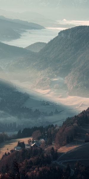 Misty Mountains and Valley Landscape - Perfect Phone Wallpaper