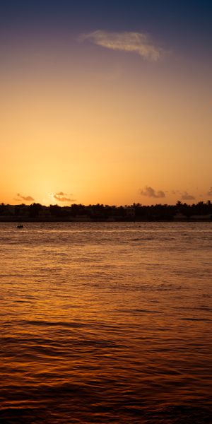 Phone wallpaper: Sun, Nature, Horizon, Sunset, Water, Glare, Sea free download