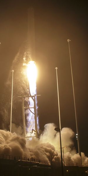 Phone wallpaper: Smoke, Night, Rocket, Man Made free download