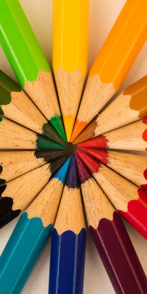 Colorful Arrangement of Colored Pencils for Your Mobile Wallpaper