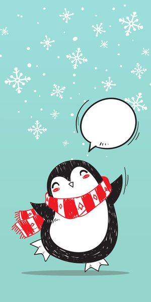 Delightful HD Phone Wallpaper Featuring a Happy Christmas Penguin
