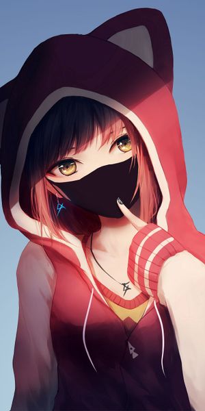 Anime Girl in Hoodie - Perfect Mobile Wallpaper