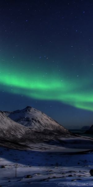 Mesmerizing Aurora Borealis Illuminating Snowy Landscape at Night