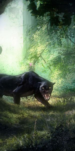 Majestic Panther Roaming in Enchanted Forest