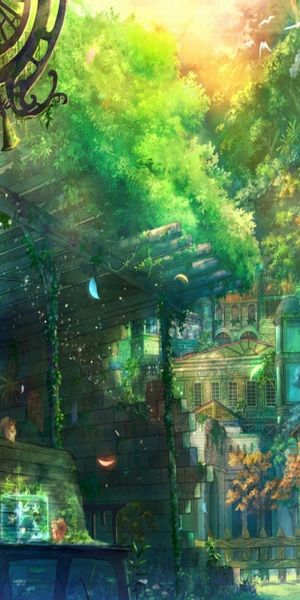 Vibrant Fantasy Landscape Featuring a Colorful House and Lush Flora