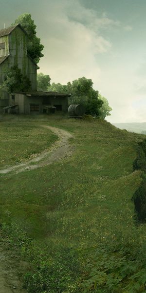 High-Quality Phone Wallpaper Featuring a Barn and Mountain Landscape