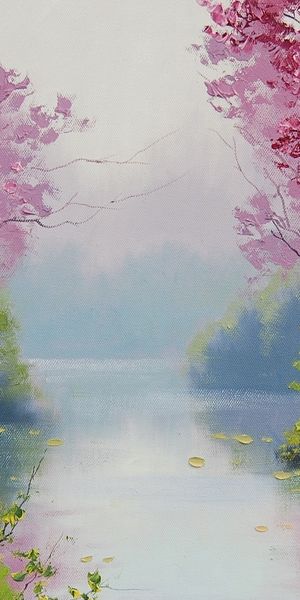 Beautiful 4K Phone Wallpaper Featuring Lush Trees and a Calm Lake