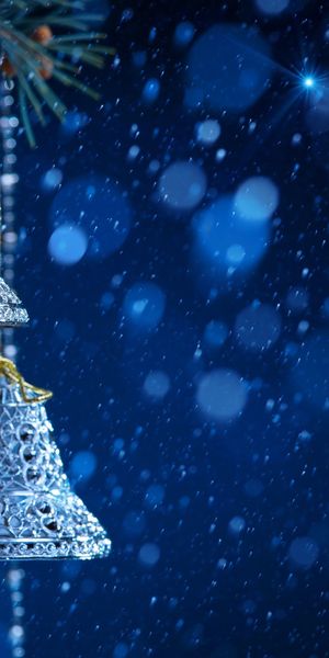 Elegant Christmas Bells with Snowfall for Mobile Wallpaper