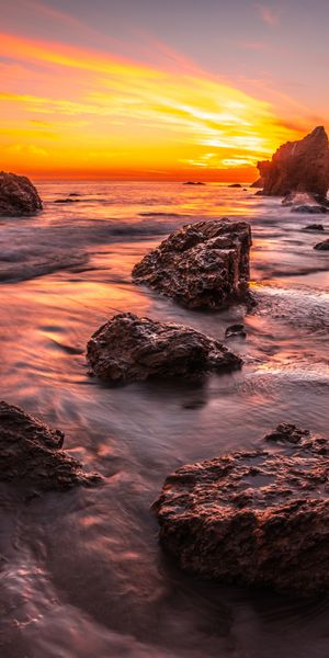 Phone wallpaper: Nature, Sunset, Horizon, Ocean, Earth, California free download