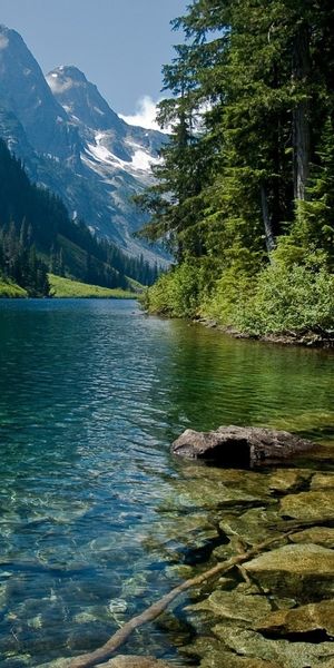 Breathtaking Mountain View with Serene River and Vibrant Trees