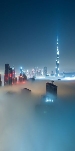Phone wallpaper: Cities, Skyscraper, Building, Fog, Dubai, Cloud, Man Made free download