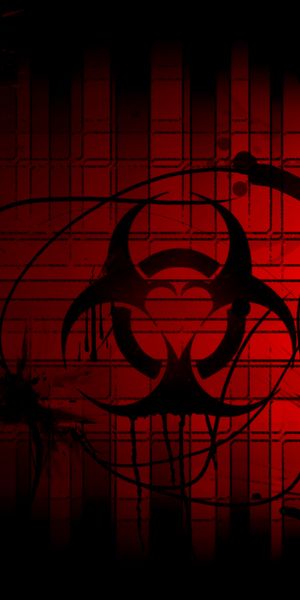 Dark Red Biohazard Sci-Fi Wallpaper