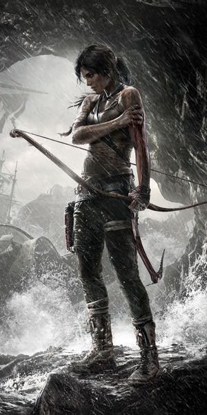 Lara Croft: Tomb Raider – Stunning Gray Phone Wallpaper