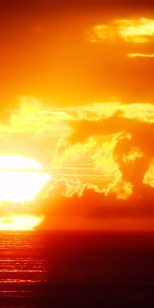 Phone wallpaper: Nature, Sunset, Sky, Sea, Sun, Ocean, Earth, Cloud, Orange (Color) free download
