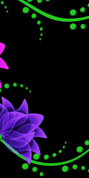 Artistic Neon Floral Mobile Wallpaper Featuring Colorful Flowers