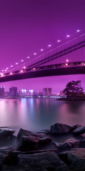 Purple Night View of Manhattan Bridge