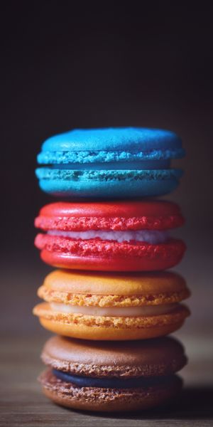 Vibrant Stack of Colorful Macarons