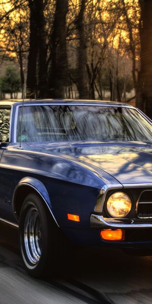 Ford Mustang Driving into the Sunrise