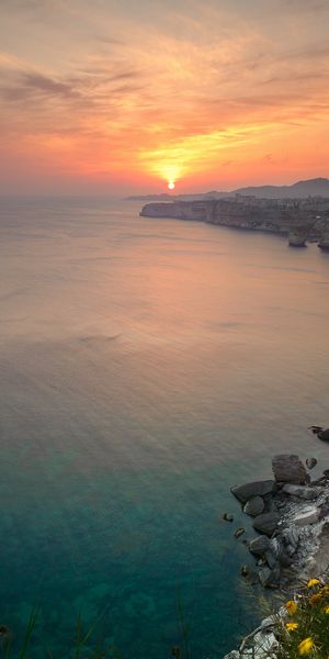 Phone wallpaper: Sunset, Sky, Horizon, Coast, Ocean, Earth, Coastline free download