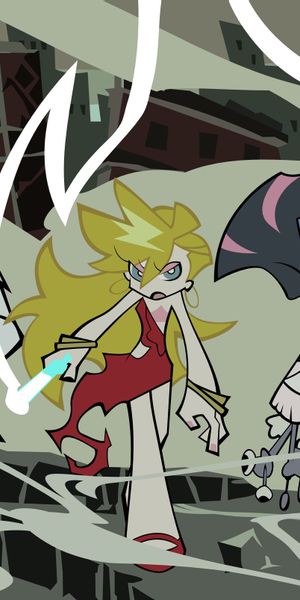 Exciting Phone Wallpaper Featuring Panty & Stocking with Garterbelt Characters