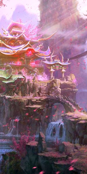 Magical Fantasy Castle Surrounded by Cherry Blossoms