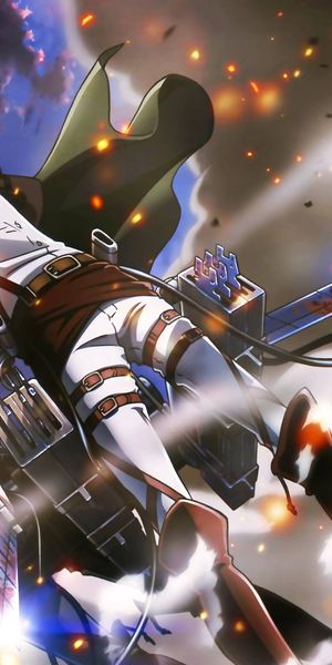 Epic Attack on Titan Phone Wallpaper Featuring Levi Ackerman and Eren Yeager