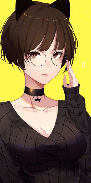Phone wallpaper: Anime, Girl, Glasses free download