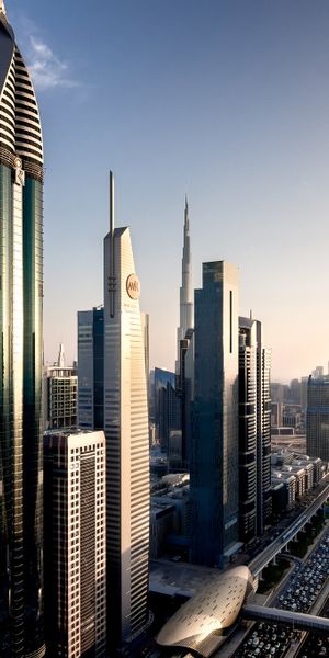 Dubai Cityscape Featuring Iconic Skyscrapers and Monorail