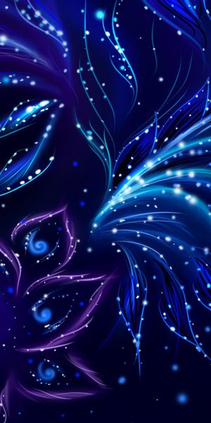 Vibrant Floral Mobile Wallpaper: Artistic Blue and Purple Design