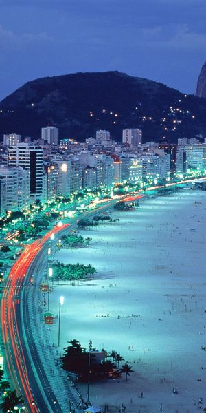 Breathtaking Night View of Rio de Janeiro Beach - HD Phone Wallpaper
