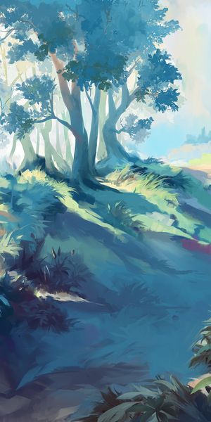 Serene Forest Landscape with Colorful Flowers