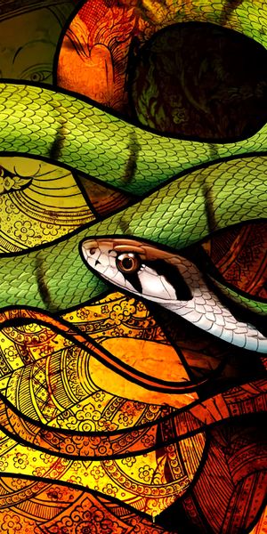 Beautiful Green Snake Art with Intricate Patterns