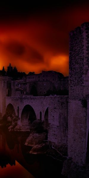 Phone wallpaper: Sunset, Bridge, Spain, Photography, Catalonia, Besalú free download