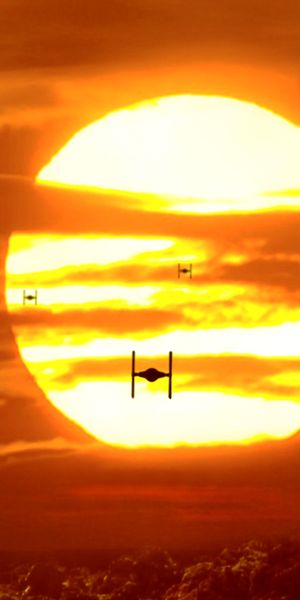 Tie Fighters in a Dramatic Sunset from Star Wars Episode VII